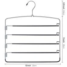 1 Pack Pants Hangers Non Slip Space Saving Multiple Pants Hanger With Swing Arm Organizers And Storage Hangers For Pants Jeans Trouser Leggings Slacks - Silver - View 2
