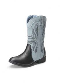 Western Cowboy Boots For Kids, Classic Mid Calf Riding Boots For Boys And Girls - 彩色 - 查看 6