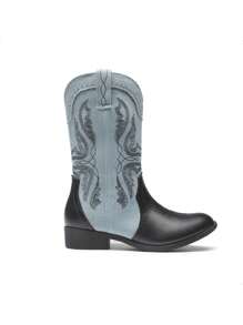 Western Cowboy Boots For Kids, Classic Mid Calf Riding Boots For Boys And Girls - 彩色 - 查看 4