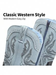 Western Cowboy Boots For Kids, Classic Mid Calf Riding Boots For Boys And Girls - 彩色 - 查看 3