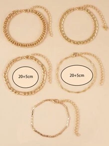 5pcs/set Simple Beach Anklet With Chain Design