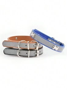 1入組棕色寵物反光項圈和牵引繩套裝,適用於小型、中型和大型寵物,夜間安全功能配備夜光執行 - 棕色 - 查看 6