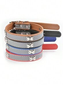 1入組棕色寵物反光項圈和牵引繩套裝,適用於小型、中型和大型寵物,夜間安全功能配備夜光執行 - 棕色 - 查看 4