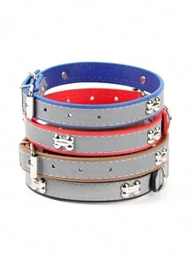 1入組棕色寵物反光項圈和牵引繩套裝,適用於小型、中型和大型寵物,夜間安全功能配備夜光執行 - 棕色 - 查看 5