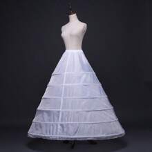 1pc Short 3 Hoops Skirt Petticoat, Or Extra Large 6 Hoops Long Skirt Petticoat With Adjustable Waist, Wedding/Bridal Crinoline Underskirt, Costume Accessory For Formal Party, Prom, Lolita Dress Fall Clothes For Women - White - View 2