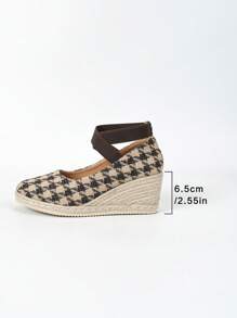 Sandalias De Cuña De Mujer Redondeada Con Banda Elástica, Espadrilles Y Plataforma En La Suela Con Tacón De Cuña A La Moda (novedad) - Marrón - Ver 6