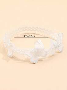 1個白色蕾絲蝴蝶頭箍,優雅的蕾絲網蝴蝶髮箍,適用於嬰兒,婚禮派對頭飾,兒童髮飾