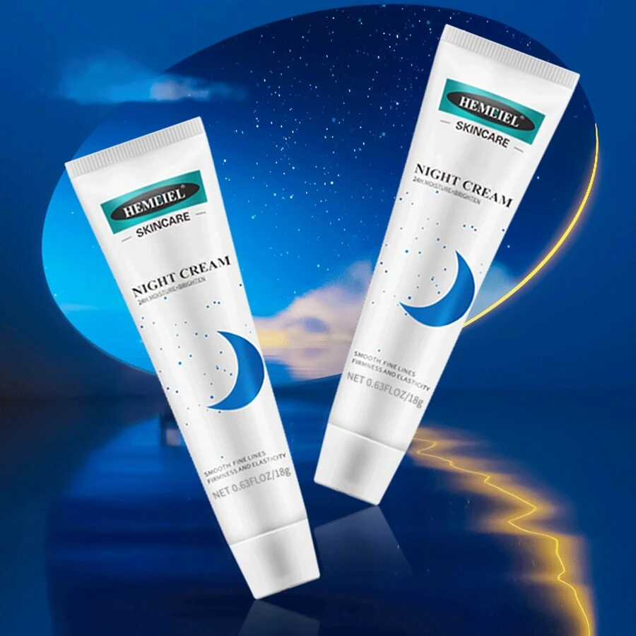 HEMEIEL 1入裝/2入裝保濕精華液,含玻尿酸和膠原蛋白的晚霜,可使臉部和頸部肌膚光滑,女士專用美容面霜,超強保濕能力,旅行必備品 - 藍色 - 查看 1
