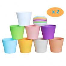 5入組塑料室內花盆,迷你花苗育苗盆/盆/花盆,帶底盤現代裝飾性園藝容器（隨機顏色） - 彩色 - 查看 6