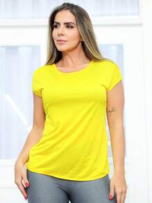 Women Sports Tees & Tanks - 黃色 - 查看 1