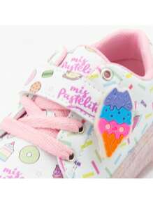 Tenis Moda Niña Luces Led Ninos Corazones Pastelitos 12-21.5 - Blanco - Ver 4