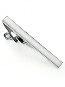 1件銀色經典領帶針,適用於商務西裝的男士刷質感 - 銀色 - 查看 6