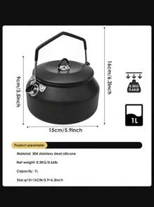 Camping Kettle Camp Tea Coffee Pot Large Outdoor Hiking Kettle Pot Portable Kettle - Black - View 3