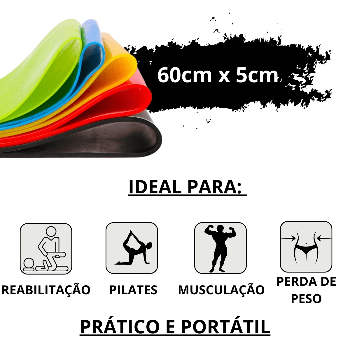 Kit Faixas Mini Band com 5 Intensidades Material Resistente SHEIN Brasil