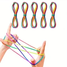 5 Piezas De Comba Y Juguete De Dedos, Juego De Mano Que Incluye Comba Person, Cuna De Mecedora De Gato, Cuerda De Dedo, Adecuado Para La Interacción Entre Padres E Hijos, 63 Pulgadas, Múltiples Métodos De Juego