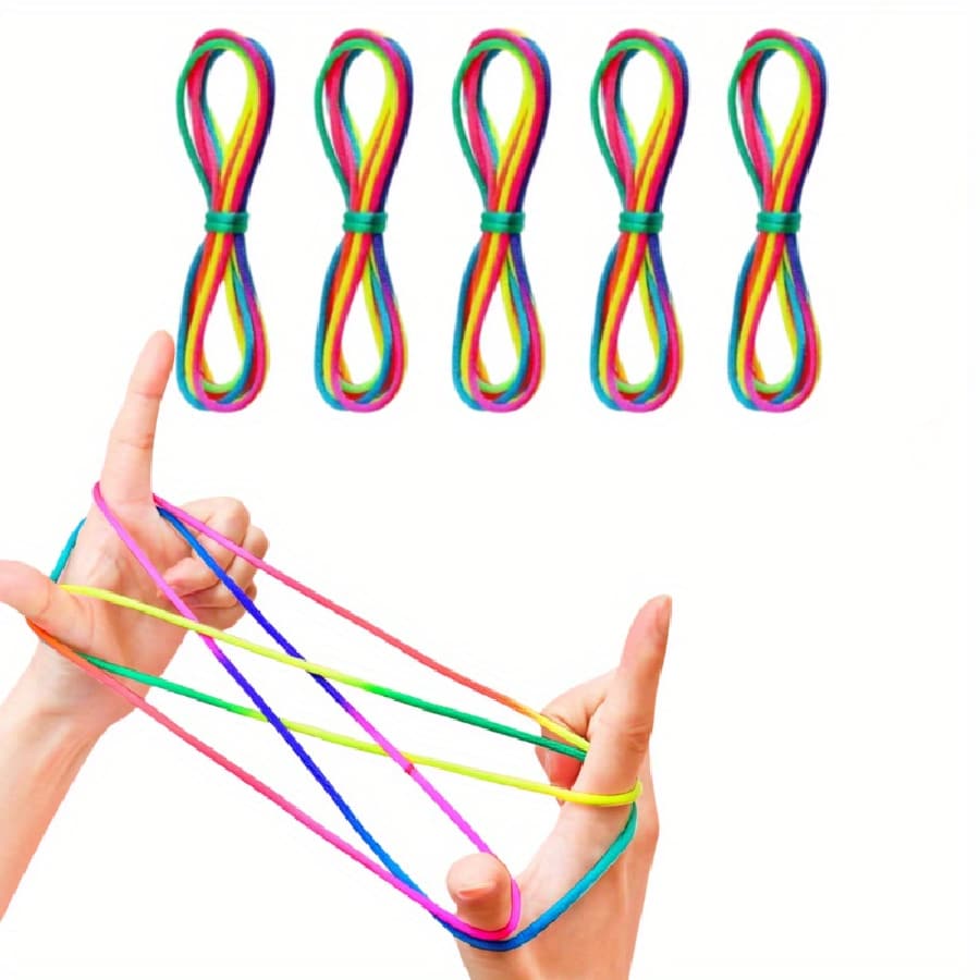 5pcs Jump Rope & Toy Finger, Handheld Game Set Including Rope Person, Cat Rocking Cradle, Finger Rope, Suitable For Parent-Child Interaction, 63 Inches, Multiple Play Methods