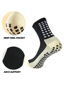 FLSHMCEN Sports Outdoor 1 Pair Men's Grip Soccer Socks And Football Leg Cover, Non-Slip Leg Shin Guards Cover For Basketball, Football, Sports