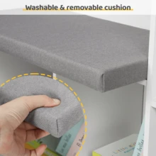 47.2'' W X 24''H X 13.4''D Kids Bookshelf With Reading Nook, 6-Cubby Toy Storage Organizer For Playroom, Kids Room, White - trắng - Xem 4