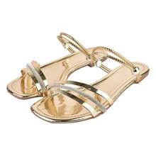 Sandália Rasteirinha Feminina Brilho Rasteira Verão Tiras