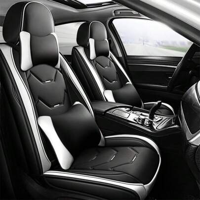 Universal Car Seat Covers Leather Front Back 5 Seats Full Set Automotive Seat Protector Replacement