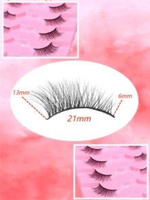 7對半眼式假睫毛,貓眼自然蓬松人造貂毛睫毛,輕柔群簇的長短睫毛 - 自然纖長款 - 查看 5