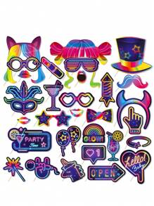 30入組霓虹燈照相亭道具,發光派對照相亭配件,適用於生日婚禮聖誕狂歡派對裝飾,有趣自拍道具 - Neon - 查看 1