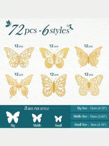 72 Loại bướm Trang trí tường 4 Phong cách 3 Kích thước , 6 Phong cách 3 Kích thước Vàng Loại bướm Đồ trang trí Đối với Loại bướm Đồ Trang Trí Sinh Nhật Loại bướm Buổi tiệc Đồ trang trí Bánh Đồ trang trí , Có thể tháo rời Hình dán ( Vàng ) Mùa Xuân Đồ trang trí , Lễ cưới Các bữa tiệc Trang trí Với Loại bướm Hình dán - Vàng - Xem 3