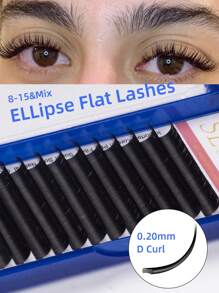 12 Reihen klassische flache elliptische Wimpern aus Kaschmir 0,20 0,25 0,15 J C D Curl matte schwarze elliptische gespaltene Spitzen klassische flache Wimpernverlängerung 8-15 mm super matte extrem weiche Seide flache Wimpernverlängerung Einzelfasern, Kunstfell-Flach-Wimpern, Wimpernbüschel, Einzelwimpern, Wimpern, Falsche Wimpern