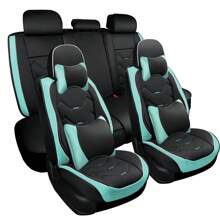 Universal Car Seat Covers Leather Front Back 5 Seats Full Set Automotive Seat Protector Replacement, P4630 - Màu xanh nhạt - Xem 3