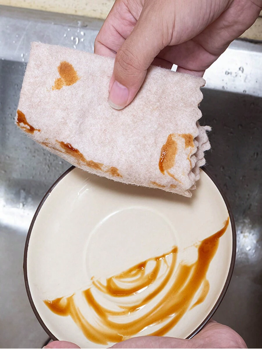 10pcs Household Towel Gourd Oil-Absorbing Cloth Multifunctional Non-Stick Thickened Dish-Washing Cleaning Rag - Multicolor - View 1