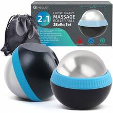 Cold Massage Roller Ball, Set Of 2, Cryosphere Ice Therapy Ball For Body Muscle Relief, Roller Massager For Back, Neck, Deep Tissue, Foot Plantar Fasciitis, Myofascial Release - Blue - View 2