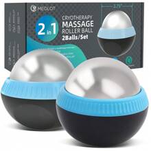 Cold Massage Roller Ball, Set Of 2, Cryosphere Ice Therapy Ball For Body Muscle Relief, Roller Massager For Back, Neck, Deep Tissue, Foot Plantar Fasciitis, Myofascial Release - Blue - View 1