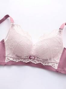 Fashionable Lace Trimmed Comfortable Lightweight Bra Wireless, Push-Up And Anti-Sagging, No Trace, Side-Breast Collection, Lingerie