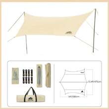 Outdoor Camping Tent Tarp Extremely Large Canopy With 2 Poles Ripstop Sun Shelter Rainly - Champagne Asymmetrical Butterfly - View 2