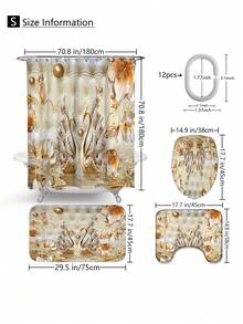 1 cái/4 cái Sang trọng Cung điện Trang trí Đa chức năng Vòi hoa sen trong phòng tắm Rèm Với 12 Móc , Chống trượt Thảm nhà tắm , Hình chữ-U Thảm trải sàn Và Tròn Bọc ghế nhà vệ sinh Tấm lót Bộ , Thích hợp Đối với Tất cả - Vàng - Xem 2