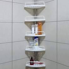 4 Tier Telescopic Bathroom Wall Corner Shelf Rack Shower Caddy Storage Organizer - White - View 5