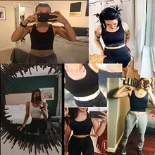 Crop Top Deportivo Gym Correr Secado Rápido Push Up - Negro - Ver 7