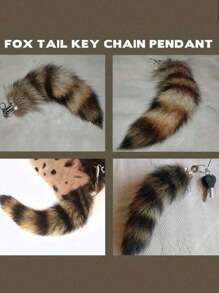 1Pc Key Ring ,Tails Chain Keychain Keyring Gift,Cute Simulation Fox Tail Keychain Pendant Key Chain Bags Charm Keys Holder,Thanksgiving, Valentine's Day Holiday Gifts(Random Color) - Multicolor - View 2