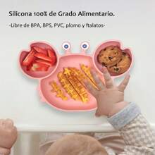 Plates, Cutlery, Silicone Dinner Plate Cutlery Set With Spoons, Easy To Clean, , Plate Set - Pink - View 4