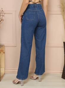 Women Pants - Dark Wash - View 2