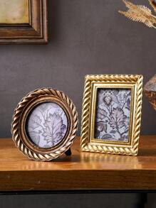 1pc Vintage Spiral Pattern Resin Photo Frame, Antique Gold Decorative Painting Picture Frame, Suitable For Home Table Decor Gifts Birthday Graduation - Multicolor - View 2
