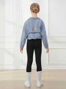 Tween Girl Yoga Leggings With Pockets, Compression Athletic Pants - Black - View 2