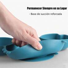 Platos, Cubiertos, Plato de Silicona para Cena Juego de Cubiertos con Cucharas, Fácil de Limpiar,Libre de Bpa, Set de Platos - Azul - Ver 5