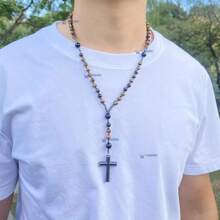 Natural Ojo Tigre Cadena Hematita Collar Rosario Mala Piedra - Dorado - Ver 7