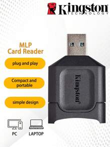 Lector de tarjetas SD Kingston USB 3.2 Gen 1 Plus MobileLite, lector de tarjetas SD SDHC/SDXC UHS-II, adaptador de tarjetas de memoria USB para computadora - Negro - Ver 1