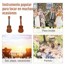 HOMCOM Ukelele 21 Pulgada Ukelele Soprano para Principiantes apto para Concierto y Escuelas Cuerdas de Nylon Material Madera - Marrón - Ver 8