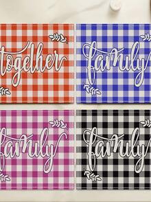 4入組簡約北歐風格彩色格子紋路廚房餐桌墊套裝,耐熱墊,防滑可洗飯墊,適用於假日派對、農莊、酒店、餐廳、家居廚房裝飾 - 中紫紅色 - 查看 7