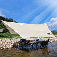 Outdoor Camping Tent Tarp Extremely Large Canopy With 2 Poles Ripstop Sun Shelter Rainly - Champagne Asymmetrical Butterfly - View 1