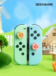 GeekShare 4pcs/Set Heart & Flower Pattern Thumb Grip Caps Compatible With Switch/Oled/Switch Lite, Game Console Controller Accessory