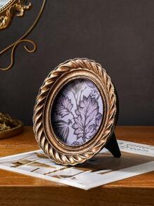 1pc Vintage Spiral Pattern Resin Photo Frame, Antique Gold Decorative Painting Picture Frame, Suitable For Home Table Decor Gifts Birthday Graduation - Multicolor - View 5